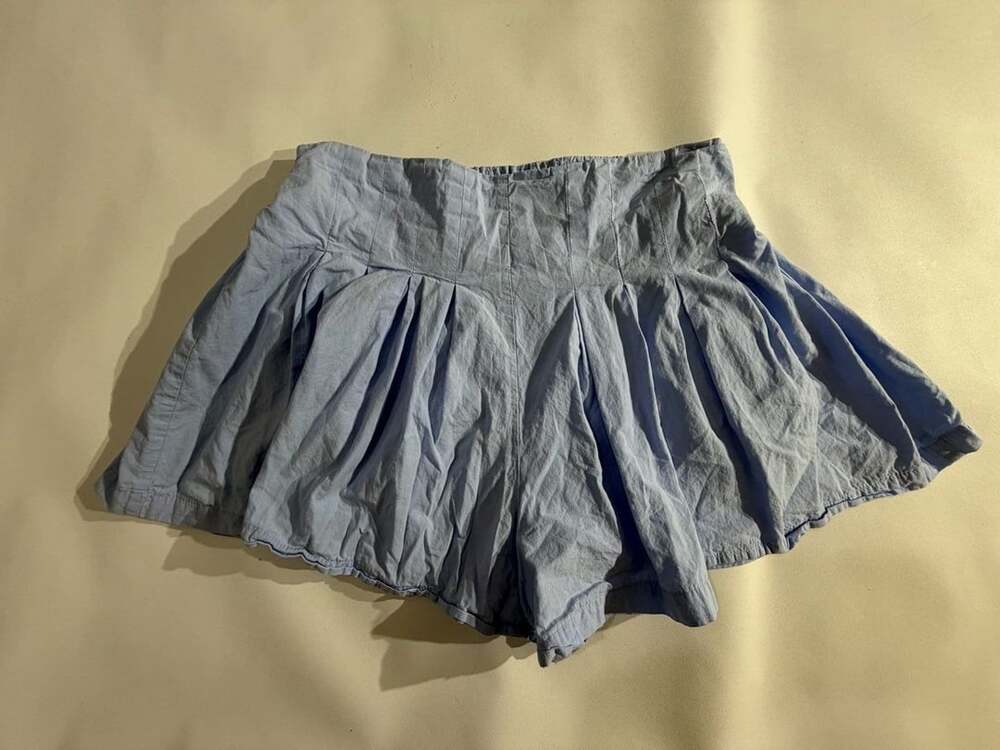New In Light Blue Pleated High Waist Mini Skort Womens M